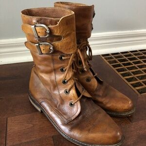 Vintage leather Le Chateau double buckle boots